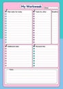Cute Workweek Task Planner with Checklist and Notes Royalty Free Stock Photo