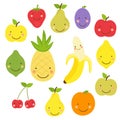 Cute World Vegan Day card with smiling characters of fruits