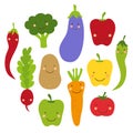 Cute World Vegan Day card with smiling characters of veggies