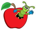 Cute worm in apple Royalty Free Stock Photo