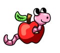 Cute Worm in an Apple Royalty Free Stock Photo