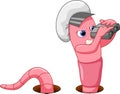 Cute worm cartoon Royalty Free Stock Photo