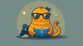 Cute Worm Reading a Book Royalty Free Stock Photo