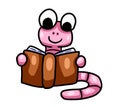 Cute Worm Reading a Book Royalty Free Stock Photo