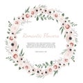 Cute wreath with leaves and flowers, vector illustration in vintage watercolor style. Royalty Free Stock Photo