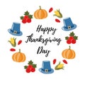 Simple Colorful Thanksgiving Party Print. Funny Hand Drawn Thanksgiving Day Vector Card. Royalty Free Stock Photo