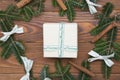 Wooden Christmas or New Year background with a Christmas wreath