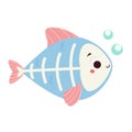 Cute x-ray fish. Cartoon sea animal character for kids and children Royalty Free Stock Photo