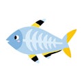 Cute x-ray fish in cartoon style. Funny sea animal character for kids Royalty Free Stock Photo