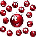 Cute xmas ball with funny face emotion - christmas vector