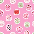Cute Y2K zodiac cakes seamless pattern. Trendy pink wallpaper with zodiac signs. Royalty Free Stock Photo