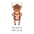 Cute yak Valentine card Royalty Free Stock Photo