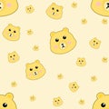 Cute yellow bear seamless pattern on soft yellow background.