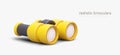 Cute yellow binoculars in cartoon style. Magnifying tube lenses for hunters, fishermen, tourists Royalty Free Stock Photo