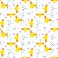 cute yellow birds spring pattern