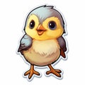Cute Yellow And Brown Finch Bird Sticker - 2d Game Art Style Royalty Free Stock Photo