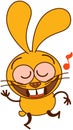 Cute yellow bunny dancing and singing animatedly