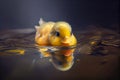 Cute yellow duckling swimming in the water. Generative AI Royalty Free Stock Photo