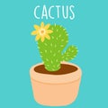 Cute yellow flower cactus in a pot Royalty Free Stock Photo