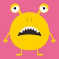 Cute yellow monster icon. Happy Halloween. Cartoon colorful scary funny character. Eyes, ears, nose, open mouth. Funny baby collec Royalty Free Stock Photo