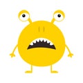 Cute yellow monster icon. Happy Halloween. Cartoon colorful scary funny character. Eyes, ears, nose, open mouth. Funny baby collec Royalty Free Stock Photo