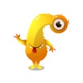 Cute yellow monster with one eye and long neck