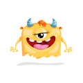 Cute yellow one-eyed monster. Happy Halloween mascot character. Best for kid parties designs, t-shirt and posters.