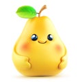 Cute yellow pear character with a green leaf