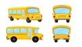 Yellow school bus vector illustration on white background, four vehicle viewed from different angles Royalty Free Stock Photo