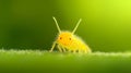 A Cute Yellow Springtail on Leaf Royalty Free Stock Photo