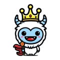 Cute yeti animal cartoon characters become king of yeti animals wearing crowns Royalty Free Stock Photo