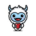 Cute yeti animal cartoon characters embracing heart shaped love Royalty Free Stock Photo