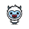 Cute yeti baby animal cartoon character sucking on the pacifier Royalty Free Stock Photo