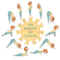 Cute yoga kid. Surya Namaskar Royalty Free Stock Photo