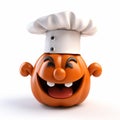 Cute Yom Kippur Jackolantern Chef - 3d Render Cartoon Pumpkin
