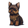 cute yorkie dog adorable fluffy puppy on white background generative AI cartoon illustration Royalty Free Stock Photo