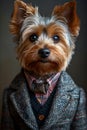 Cute Yorkshire Terrier dog in a cute suit