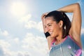 Cute young athlete getting ready for morning run. Royalty Free Stock Photo