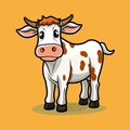 Cute young baby cow cartoon vector illustration