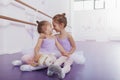 Two adorable little ballerinas at dance class Royalty Free Stock Photo