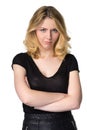 Cute young blond girl, angry - humorous concept, isolated Royalty Free Stock Photo