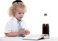 Cute young blond toddler jewish boy