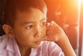 Cute young boy doing homework Royalty Free Stock Photo