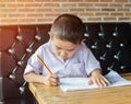 Cute young boy doing homework Royalty Free Stock Photo