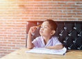 Cute young boy doing homework Royalty Free Stock Photo