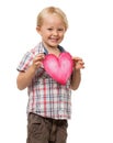 Cute young boy holding love heart Royalty Free Stock Photo