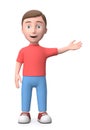 Cute Young Boy Showing Gesture. 3D Cartoon Character.