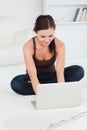 Cute young brunette using her laptop Royalty Free Stock Photo