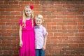 Cute Young Caucasian Brother and Sister Portrait