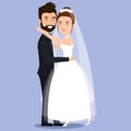 cute young couple hugging tenderly together posing on their wedding day Royalty Free Stock Photo